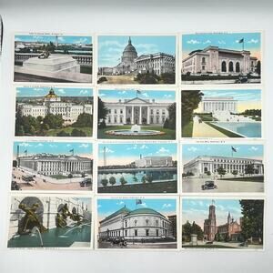 24 Vintage Washington Postcards with Envelope Public Buildings Blank Unposted